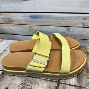 Sorel Roaming Slide Yellow Suede Platform Buckle Sandals Women's Size 10.5